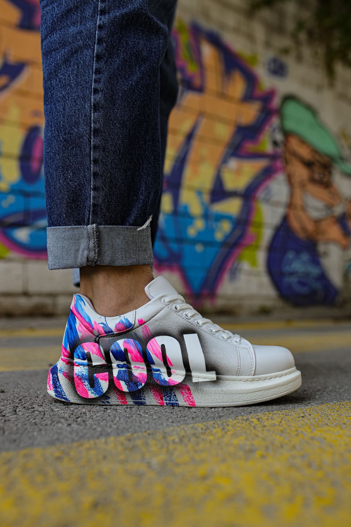 MODA HAS CH254 CBT Pittura Erkek Ayakkabı 486 PEMBE / MAVI COOL