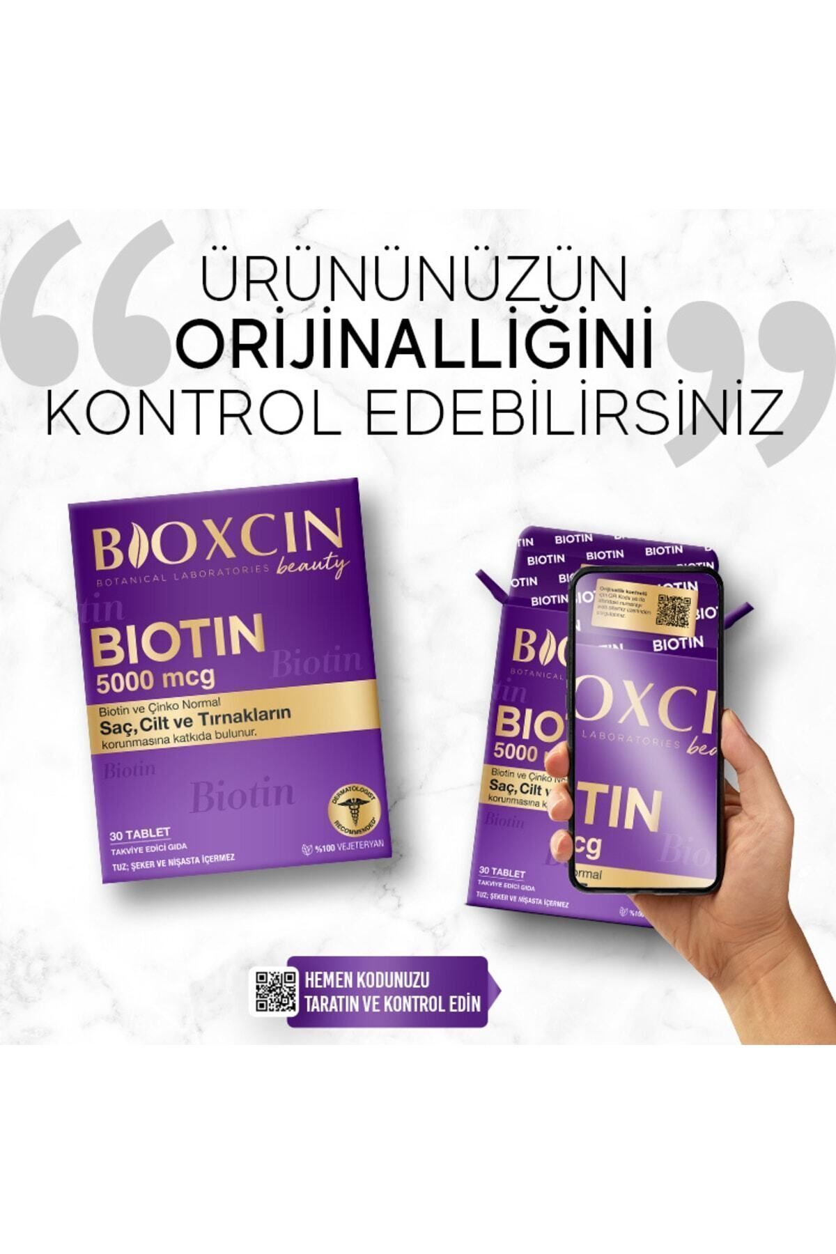 Biotin 5.000 Mcg 30 Tablet - Biotin Çinko 15 Mg Saç Ve Tırnak Vitamini