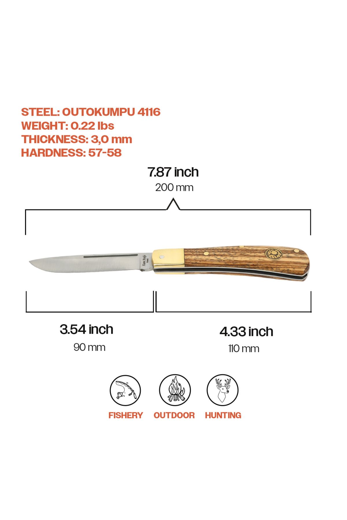 KAM KNIFE - Kl - 4116 Çelik -Bocote - Çakı