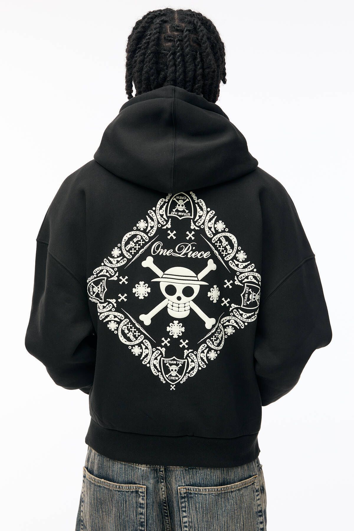 One Piece baskılı kapüşonlu sweatshirt