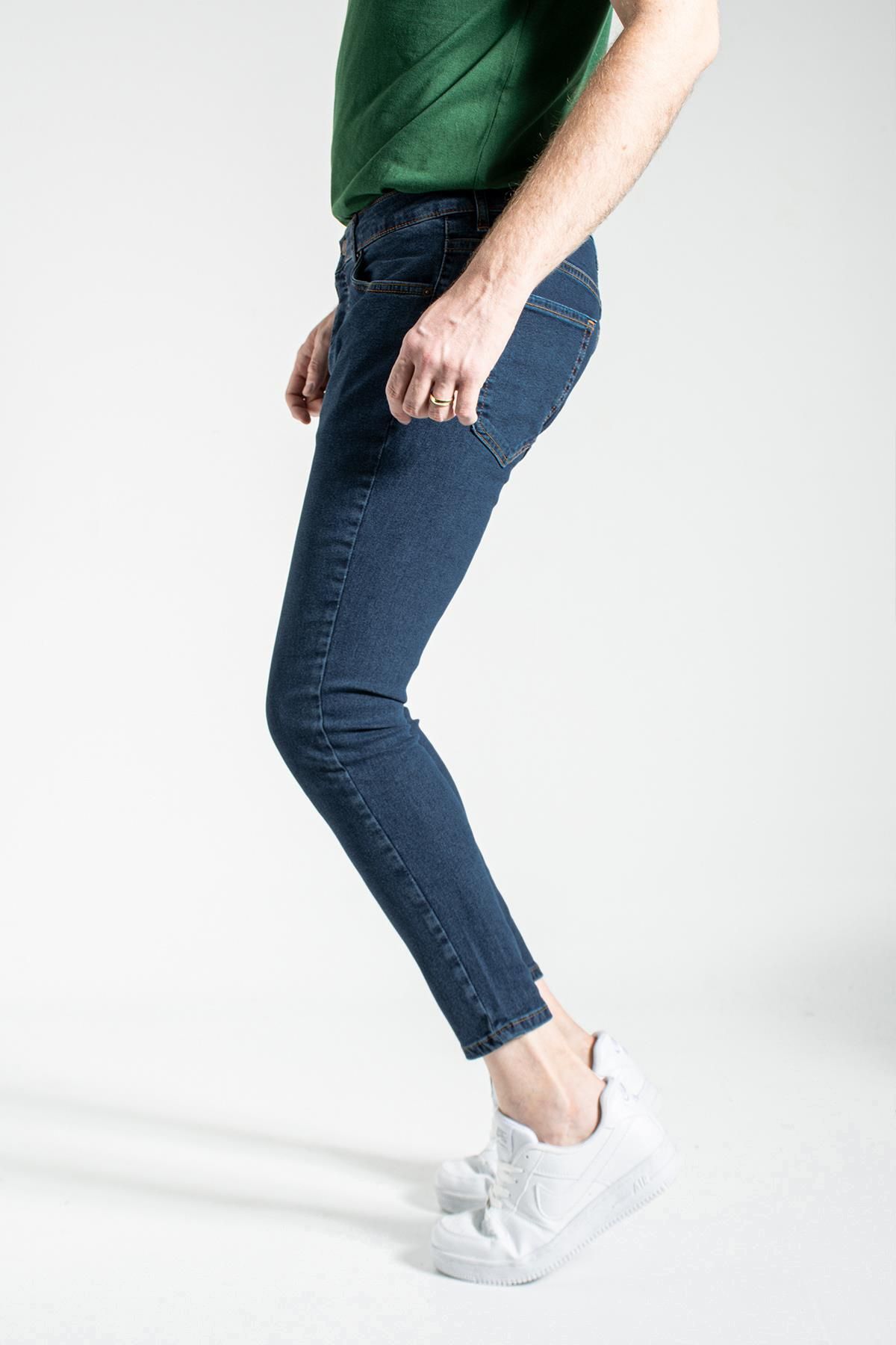 Lacivert Ful Likralı Dar Paça Italyan Kesim Skinny Fit Jean Kot Pantolon C344