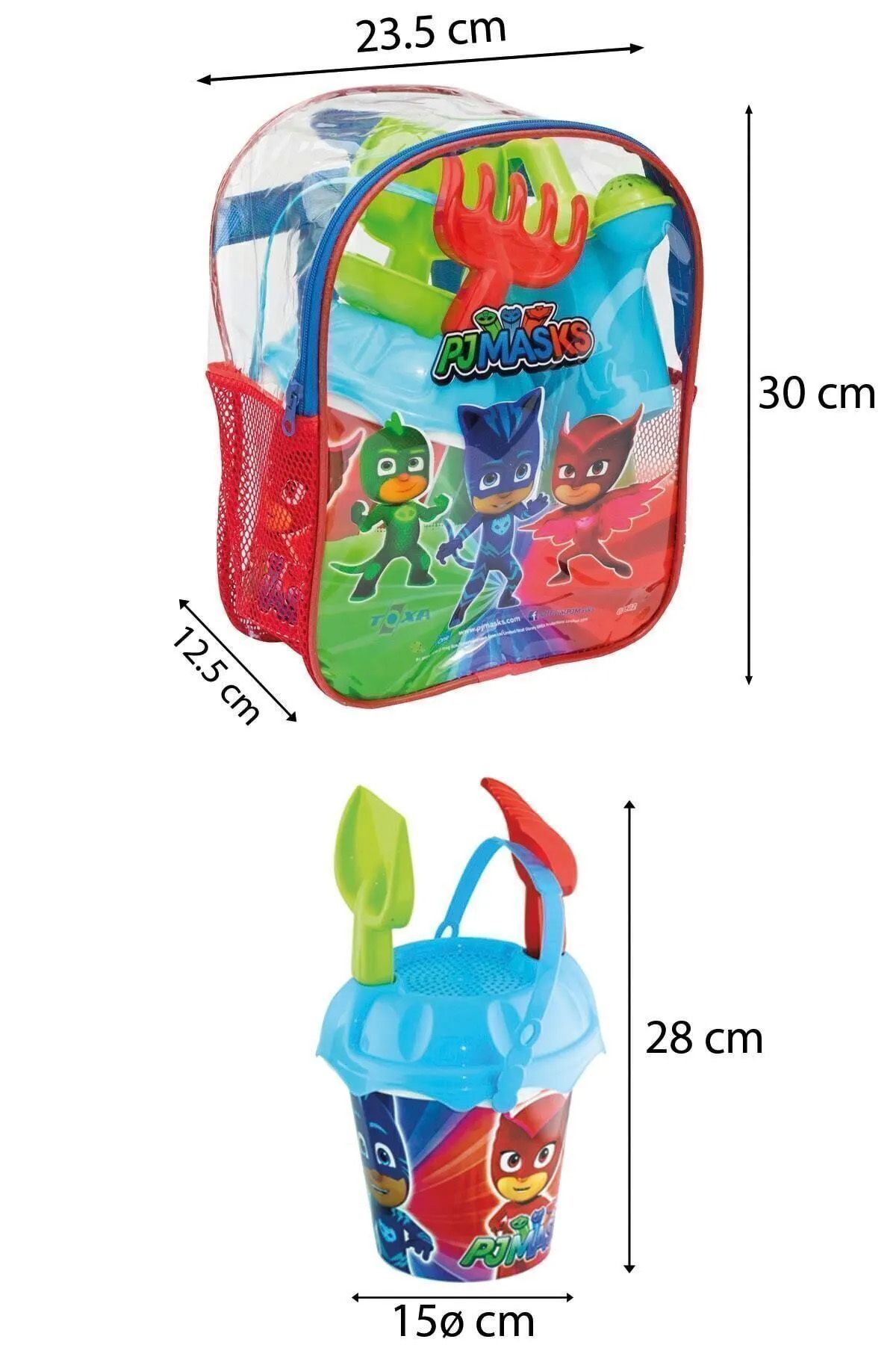 Sırt Çantalı 8 Parça Pj Masks Plaj Deniz Kum Kovası Kova Seti Pijamaskeliler Oyuncak 03502