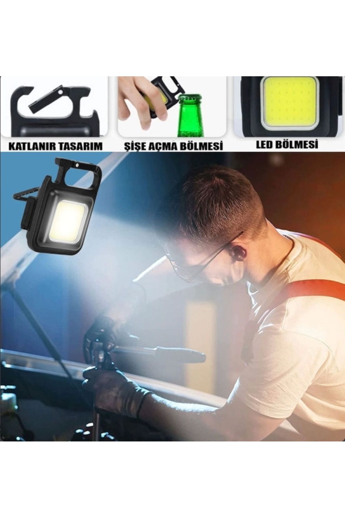 Led Işıklı Flash Özellikli 4 Modlu Anahtarlık El Feneri