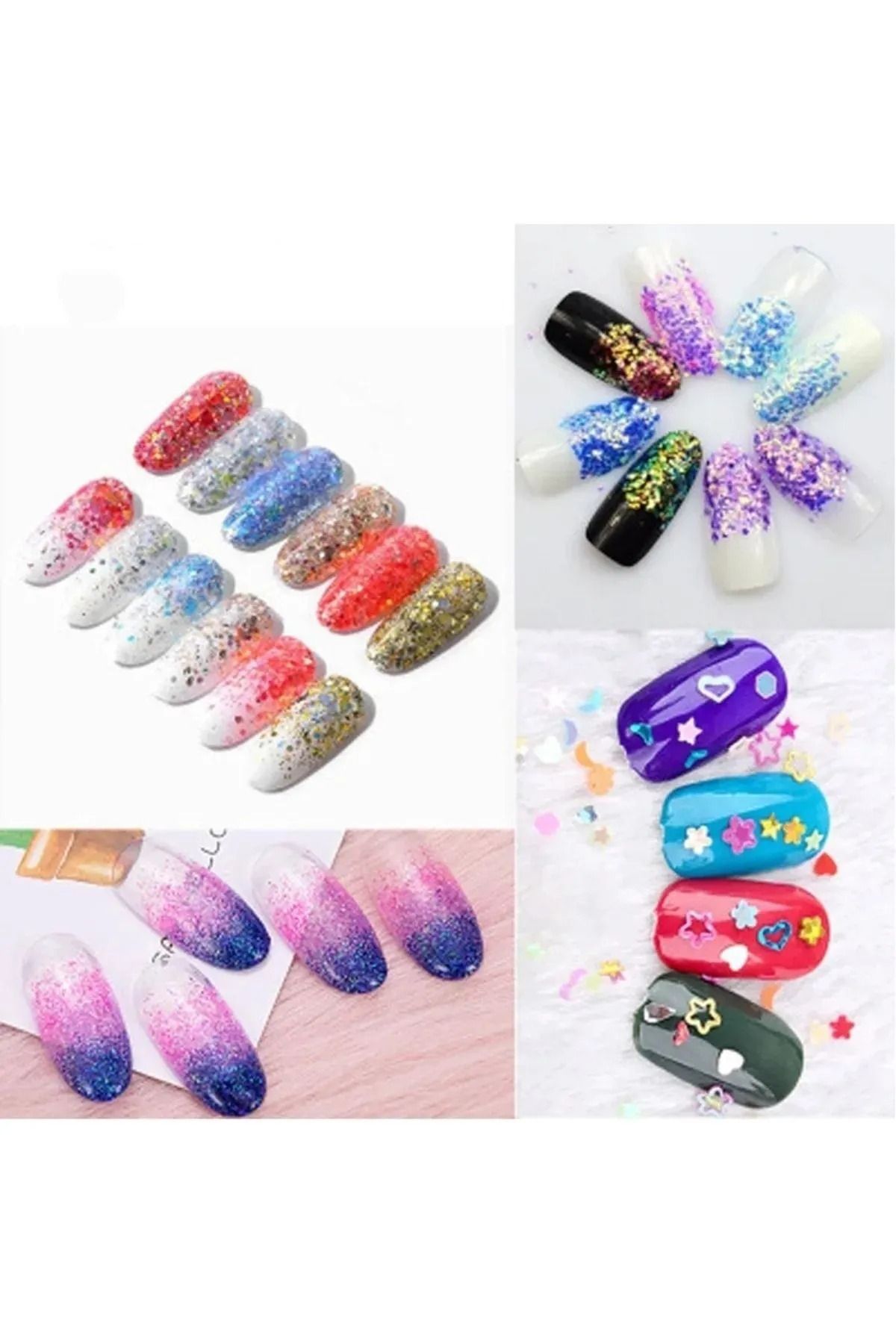 48'li Sim Pul Boncuk Seti Tırnak Göz Çevresi Süsleme Kalıcı Oje Protez Tırnak Nail Art