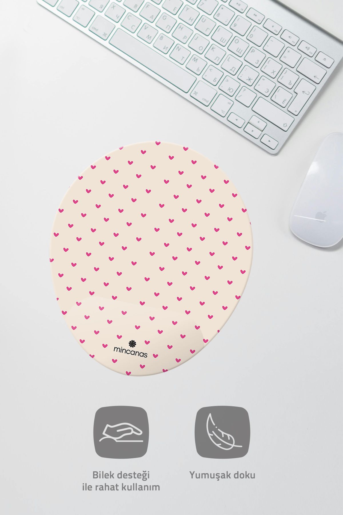 Renkli Bilek Destekli Oval Mouse Pad Mouse Altlığı