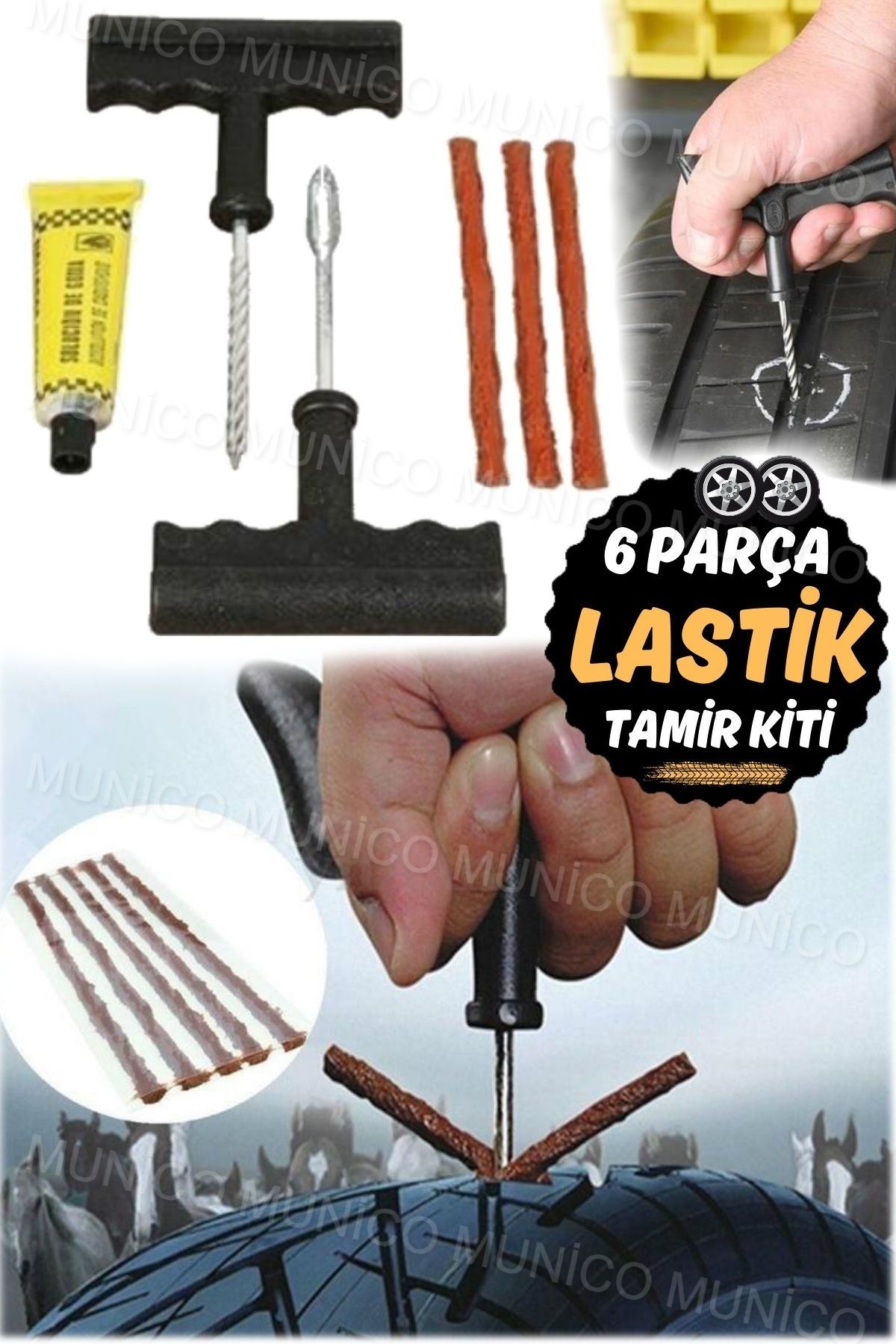 Acil Durum Lastiği Araba Lastiği Tamir Aleti Lastik Macunu 3 Macunlu Vidalı Patlak Giderici Seti