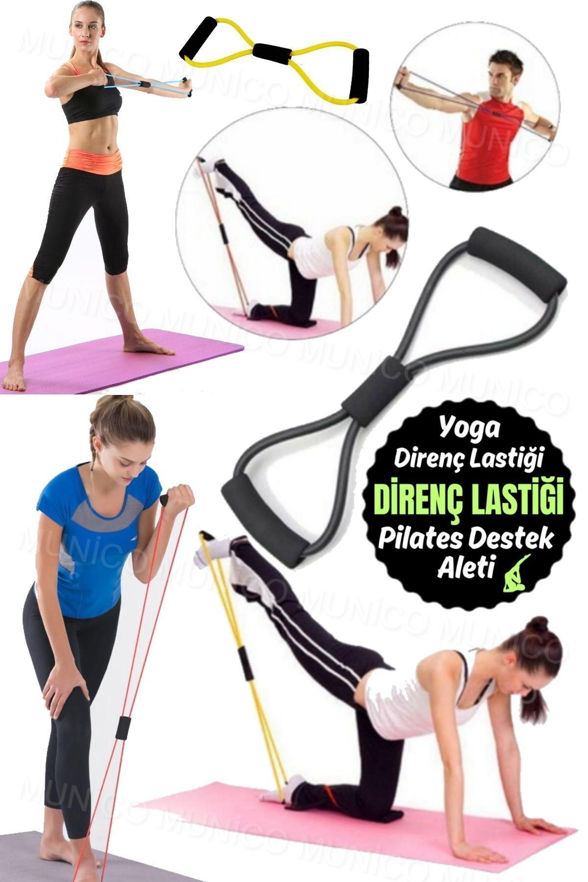 Spor Elastik Bandı Egzersiz ve Yoga İçin Sekiz Şekilli Lastik Lateks Egzersiz Bandı Jimlastik