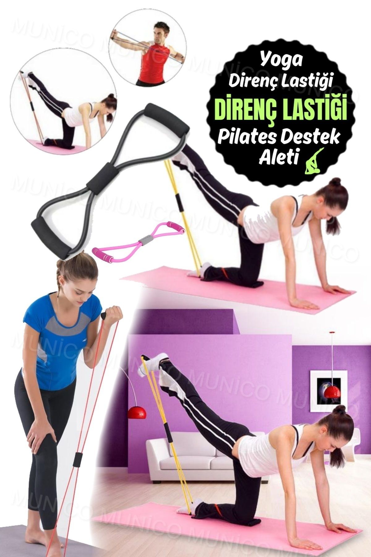 Spor Elastik Bandı Egzersiz ve Yoga İçin Sekiz Şekilli Lastik Lateks Egzersiz Bandı Jimlastik