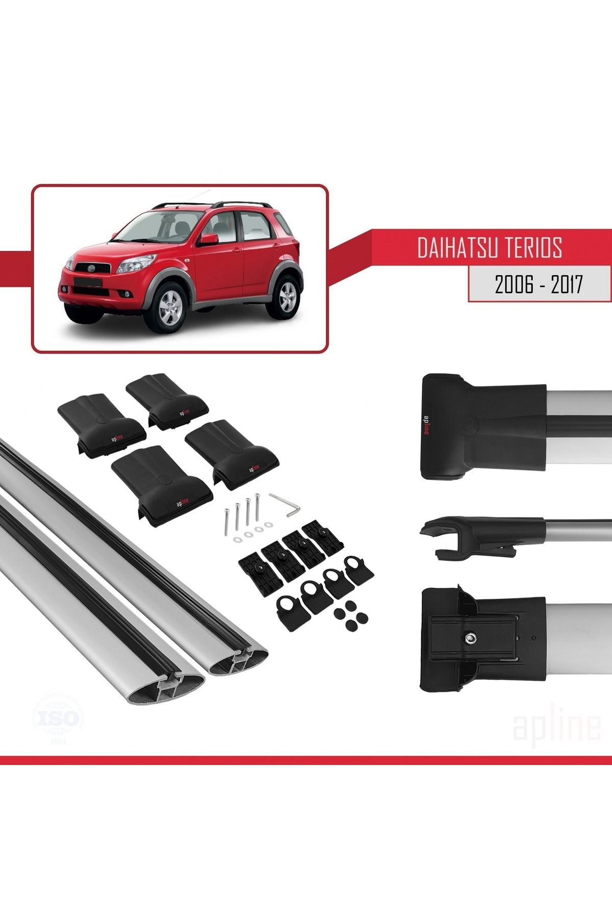 Daihatsu Terios 2 (J200) 2006-2017 Arası Ile Uyumlu Fly Model Ara Atkı Tavan Barı Gri 2 Adet