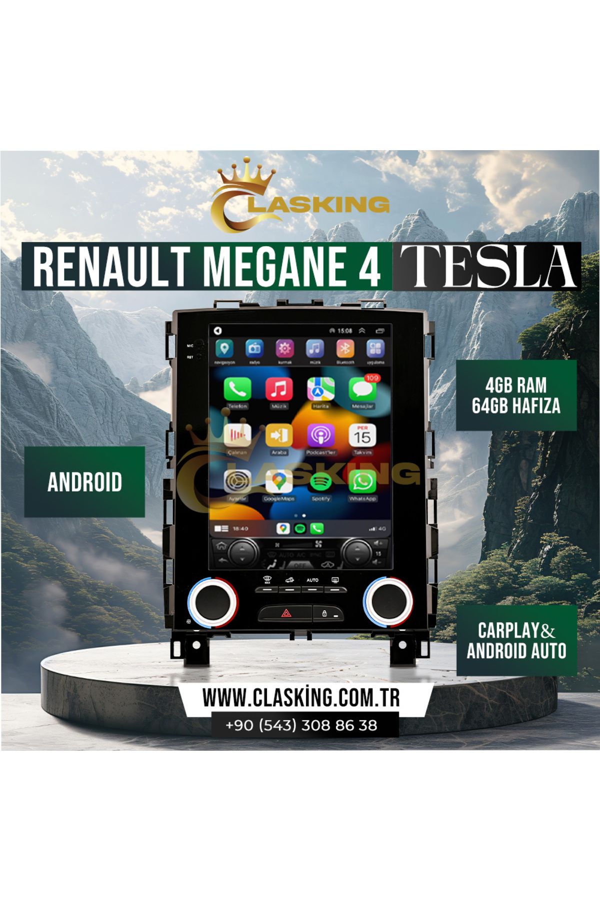 ClasKing RENAULT MEGANE 4TESLA EKRAN CARPLAY...