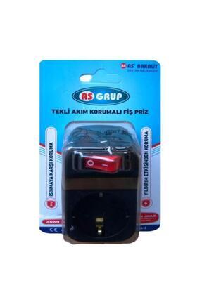Tekli Siyah Anahtarlı Akım Korumalı Fiş Priz Image 0