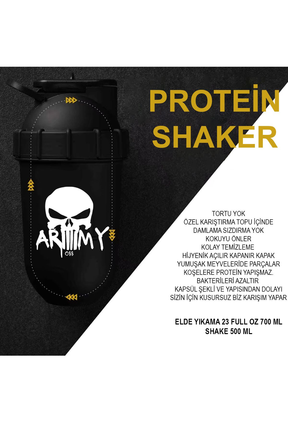 Protein Shaker Karıştırıcı Sporcu Shaker Antreman Shaker 500 ml Sporcu Suluğu Suluk Futbolcu Suluğu