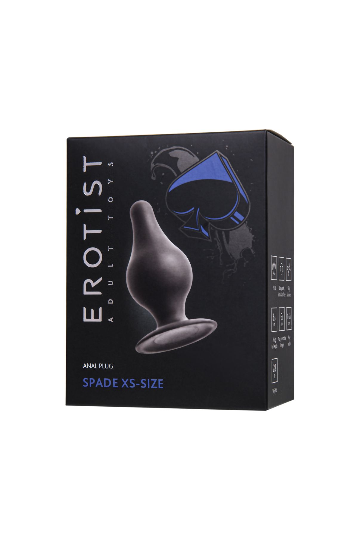 Erotist Spade XS anal kılıfı, Silekspan, siyah, 6,5 cm