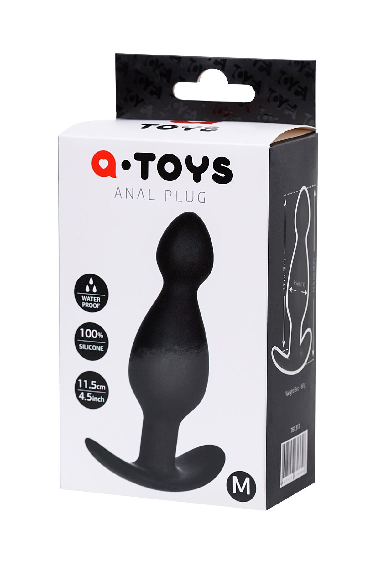 A-Toys by TOYFA popo fişi, boyut M, silikon, siyah, 11,5 cm