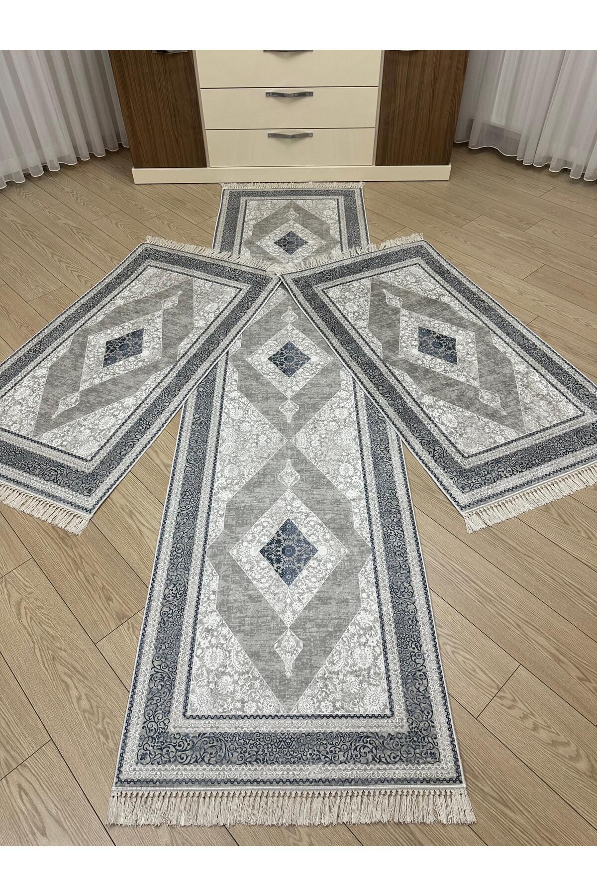 Kaymaz Taban 3 'lü Yatak Odası Halı Takımı 2 Adet 80x150 cm 1 Adet 80x300 cm SULTAN