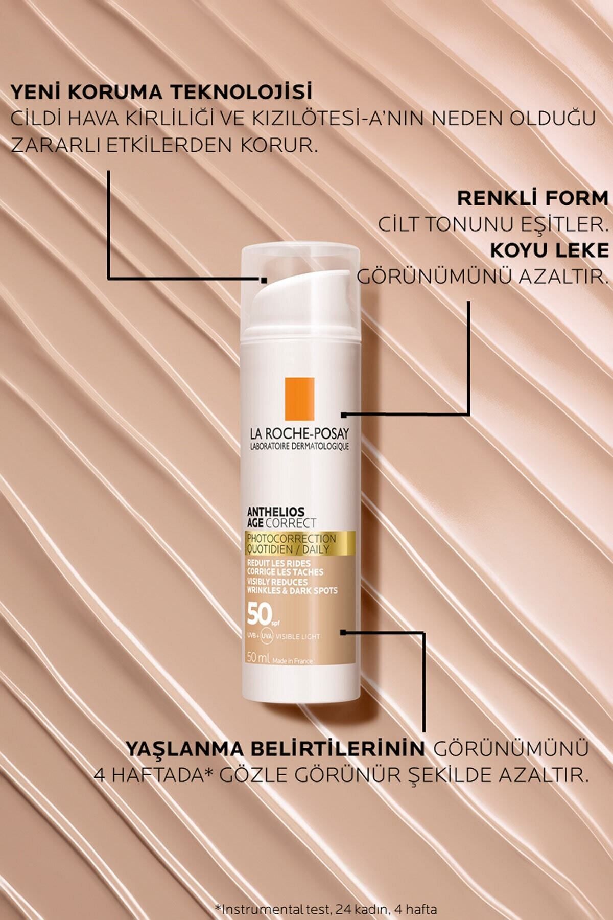 Anthelios Age Correct Spf50 Renkli Kapatıcı Özelliğe Sahip Yüz Güneş Kremi 50 ml