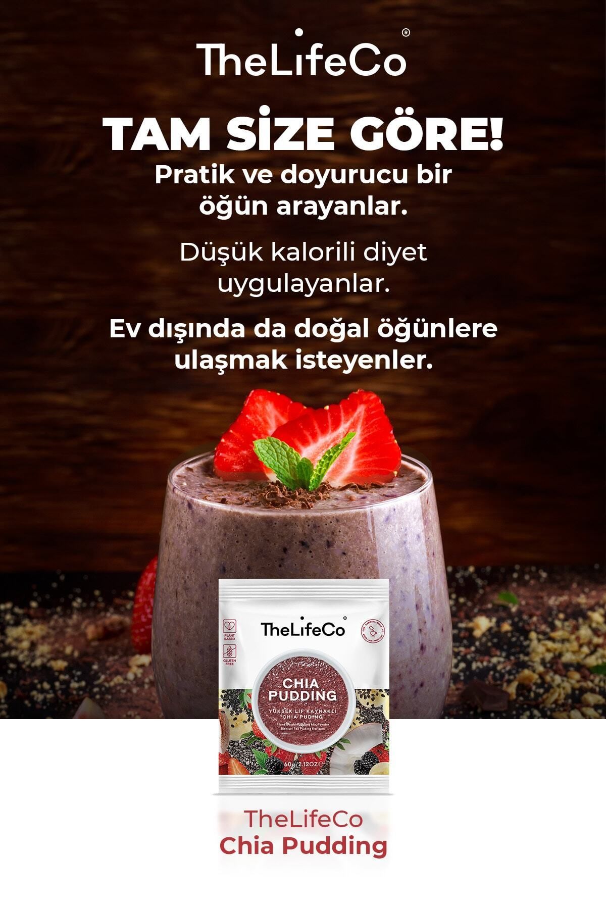 Chia Pudding (YÜKSEK LİF KAYNAKLI PUDİNG KARIŞIMI) 57 G (DÜŞÜK KALORİLİ, VEGAN, GLUTENSİZ)