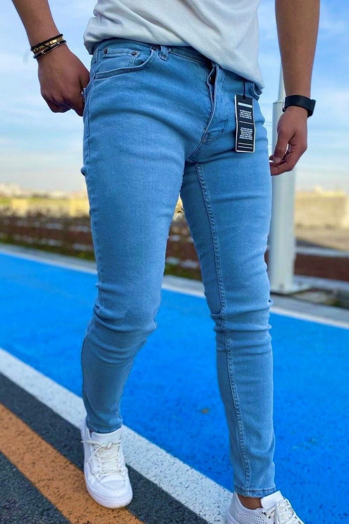 DOPPİO'N DENİM Erkek AçıkMavi Slim Fit Dar Pa...