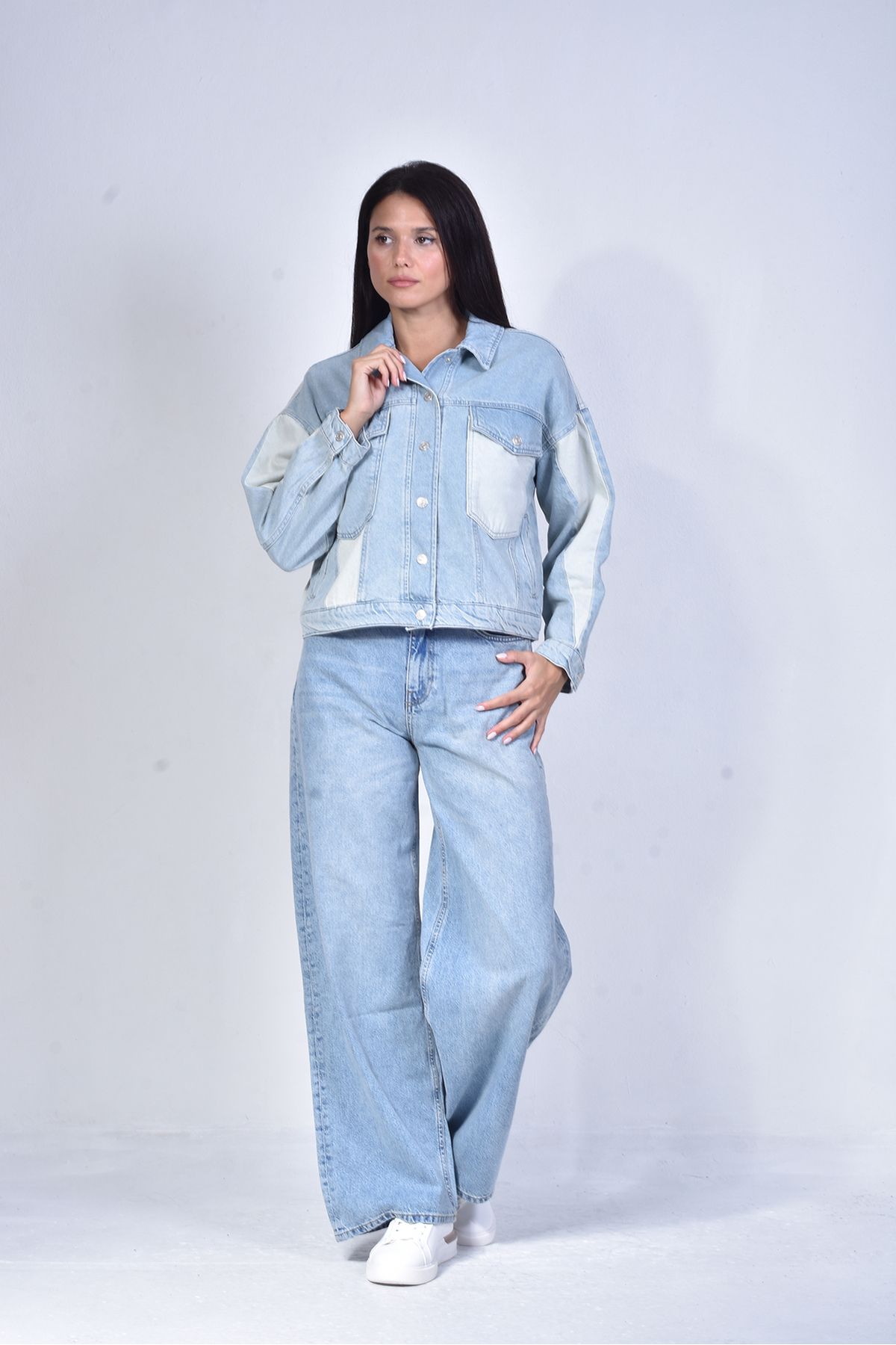 Acey jeans Oversize DenimÇift Renk Kadın Kot...