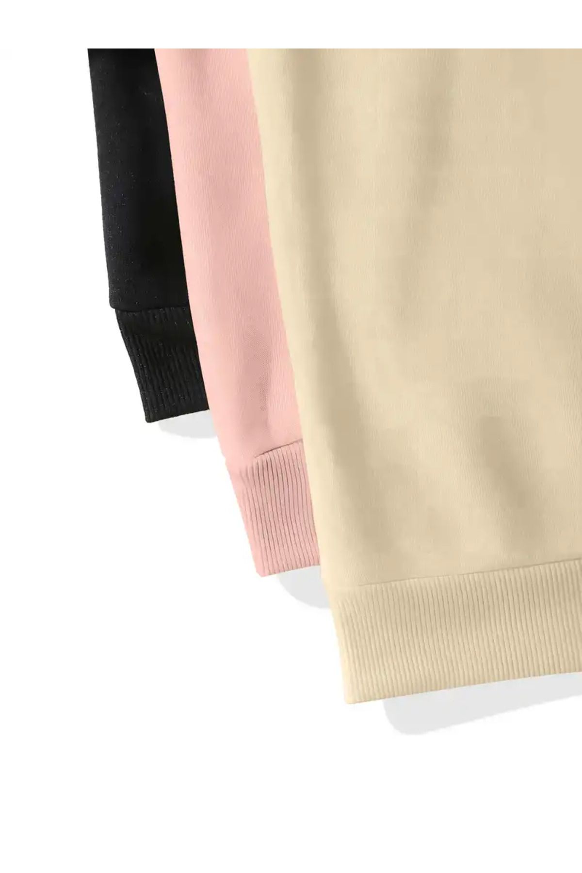 Unisex Çocuk 3'lü Paket Papatya Baskılı Pembe Bej Siyah Renk Kapşonlu Sweatshirt ( Yeni Ürün )