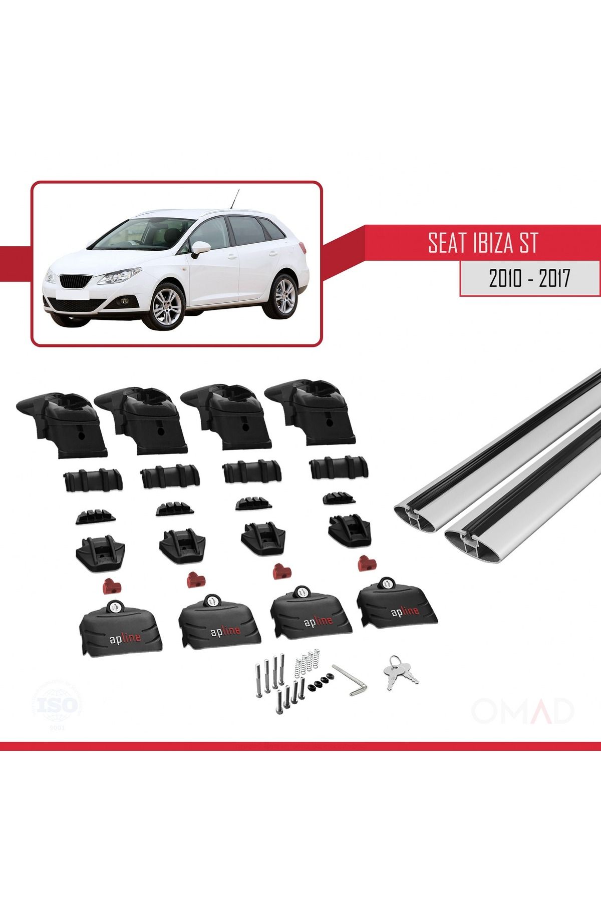 Seat Ibiza 4 (6J) ST 2010-2017 Arası ile Uyumlu ACE-2 Ara Atkı Tavan Barı Gri 2 Adet