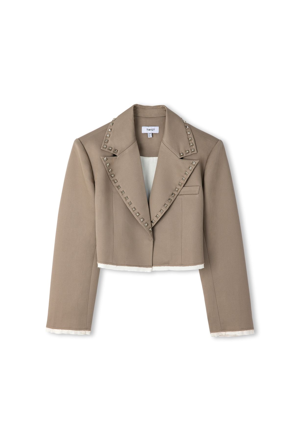 Trok baskılı crop blazer