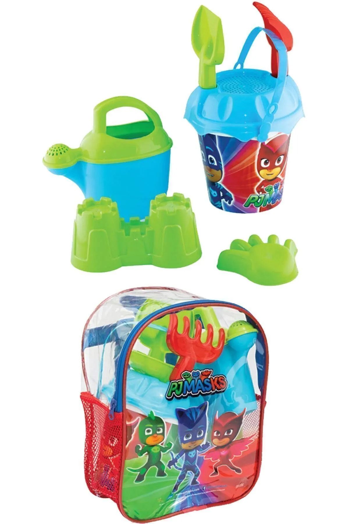 Sırt Çantalı 8 Parça Pj Masks Plaj Deniz Kum Kovası Kova Seti Pijamaskeliler Oyuncak 03502