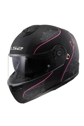 STROBE 2 LUX MAT SİYAH-PEMBE ÇENE AÇILIR KASK Image 0