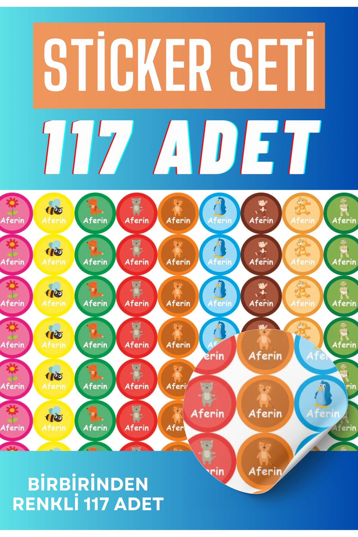 Sticksy 117 Adet Çocuk HayvanBitki Temalı Sti...