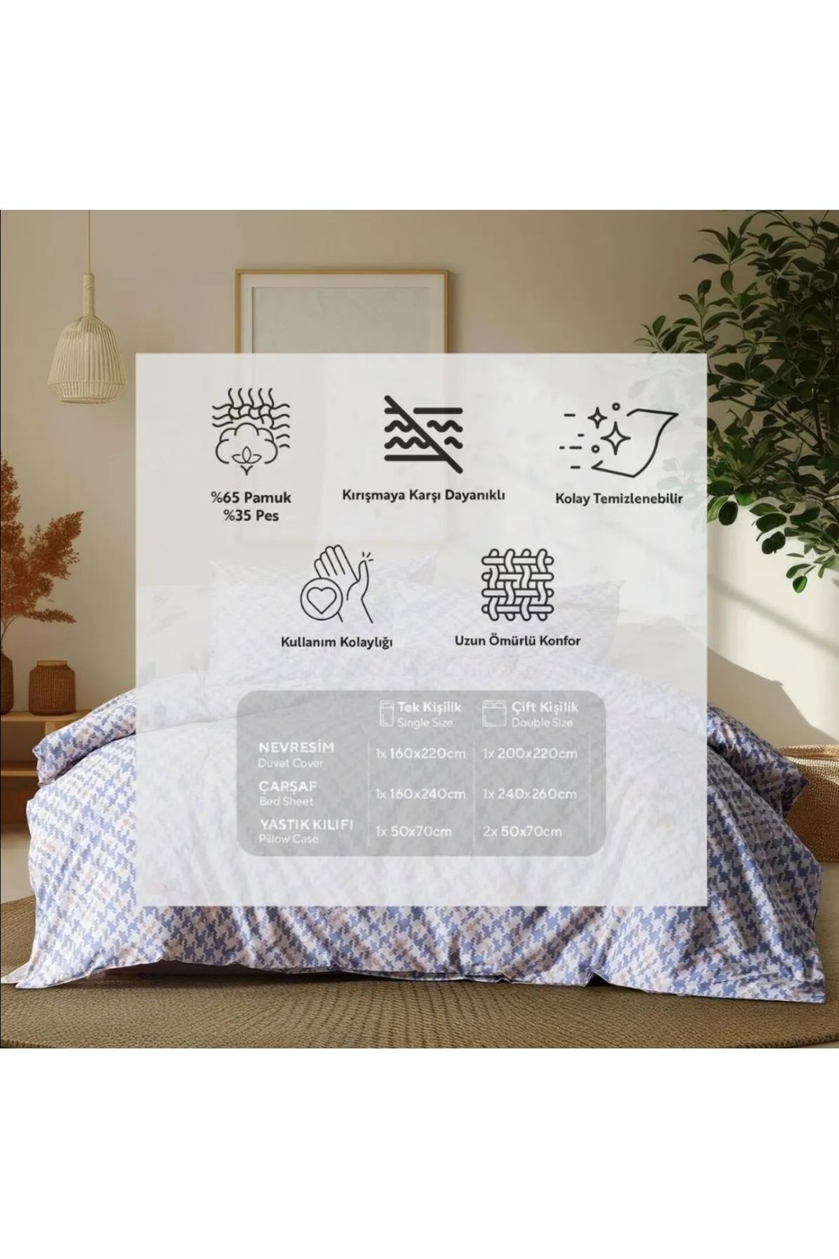 Doqu Home Easy Cotton Tek Kişilik Nevresim Takımı Naviga