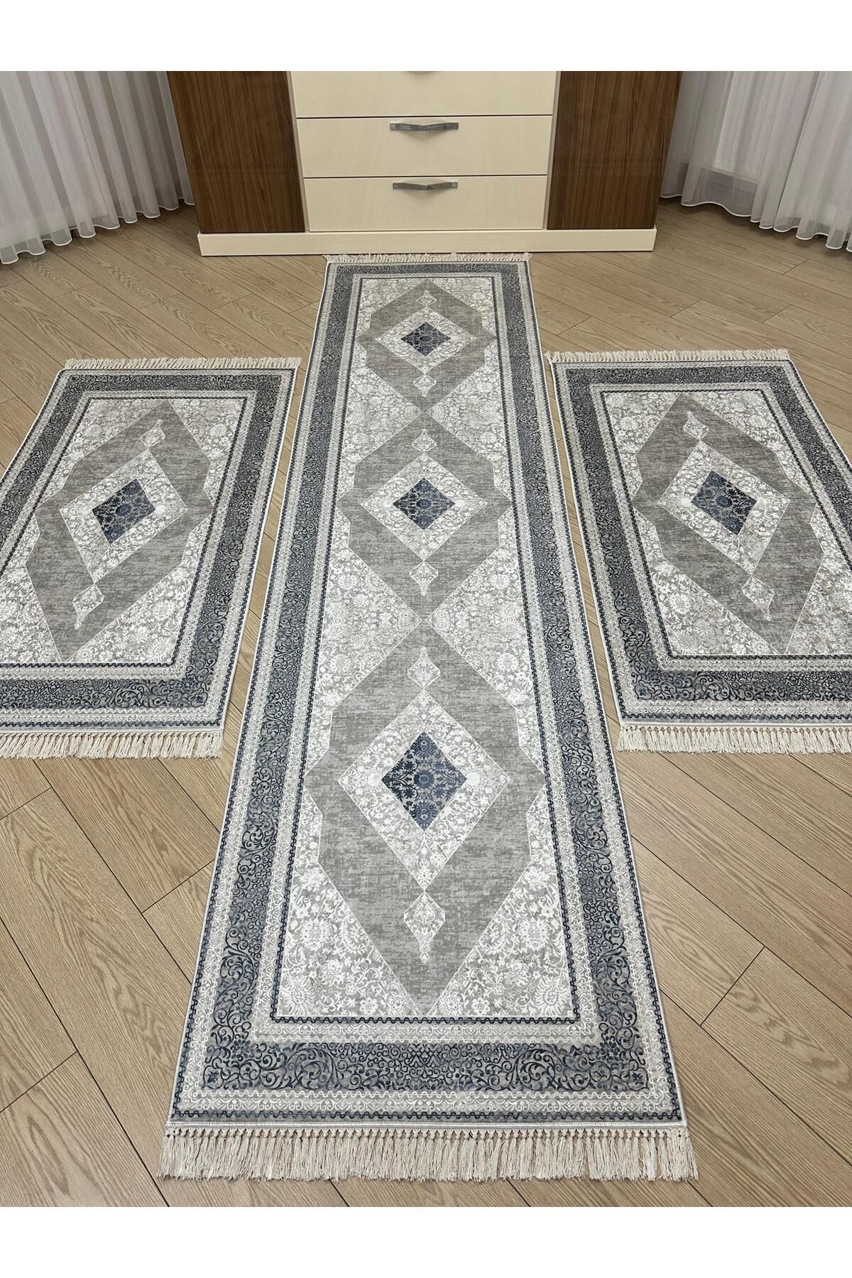 Kaymaz Taban 3 'lü Yatak Odası Halı Takımı 2 Adet 80x150 cm 1 Adet 80x300 cm SULTAN