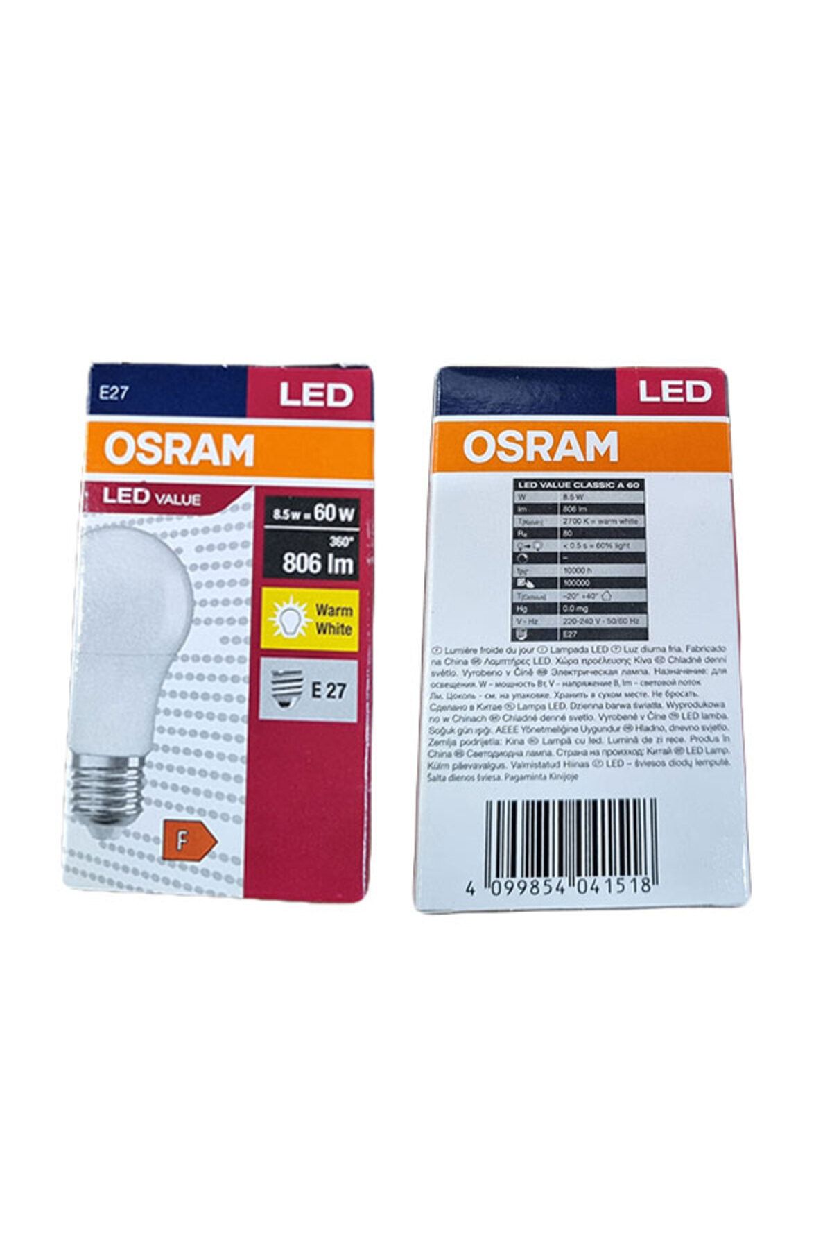 Osram Ledvance Value Cla 602700 E27 8,5w Günı...