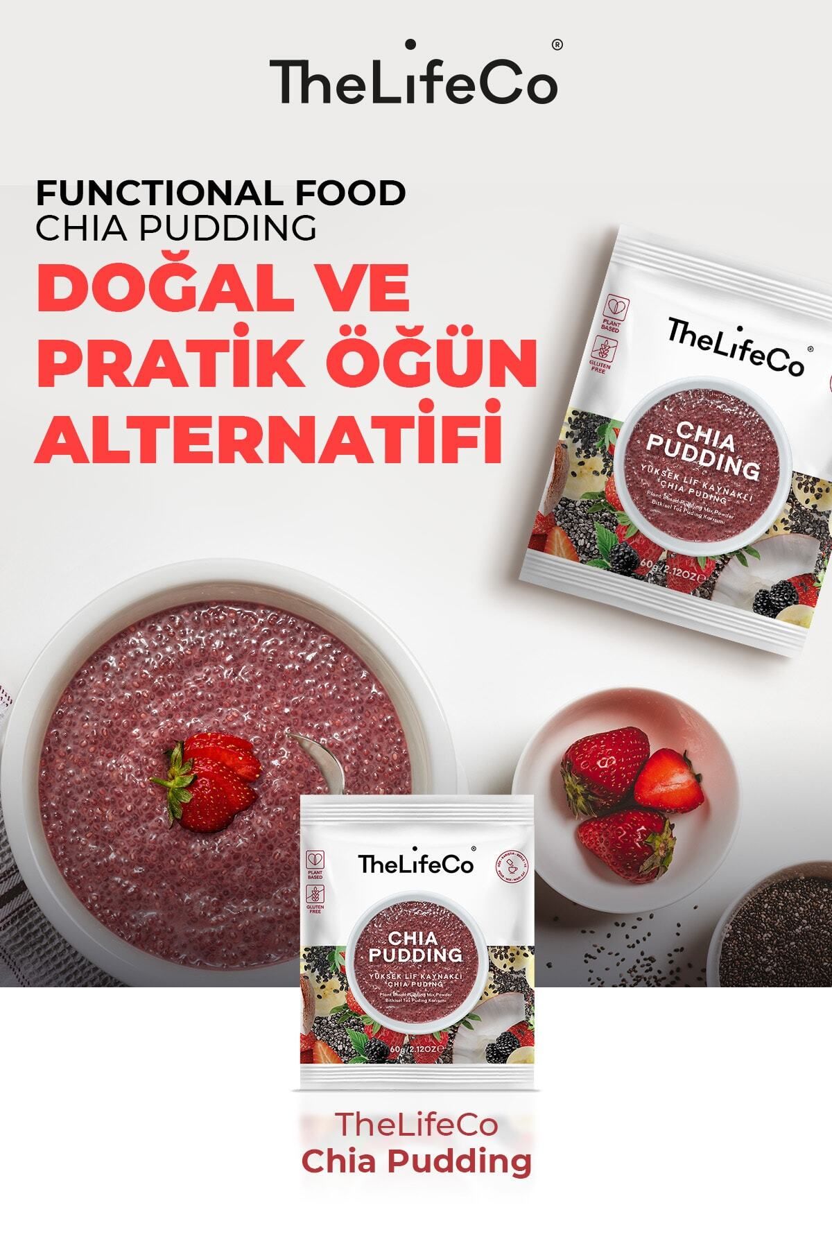 Chia Pudding (YÜKSEK LİF KAYNAKLI PUDİNG KARIŞIMI) 57 G (DÜŞÜK KALORİLİ, VEGAN, GLUTENSİZ)