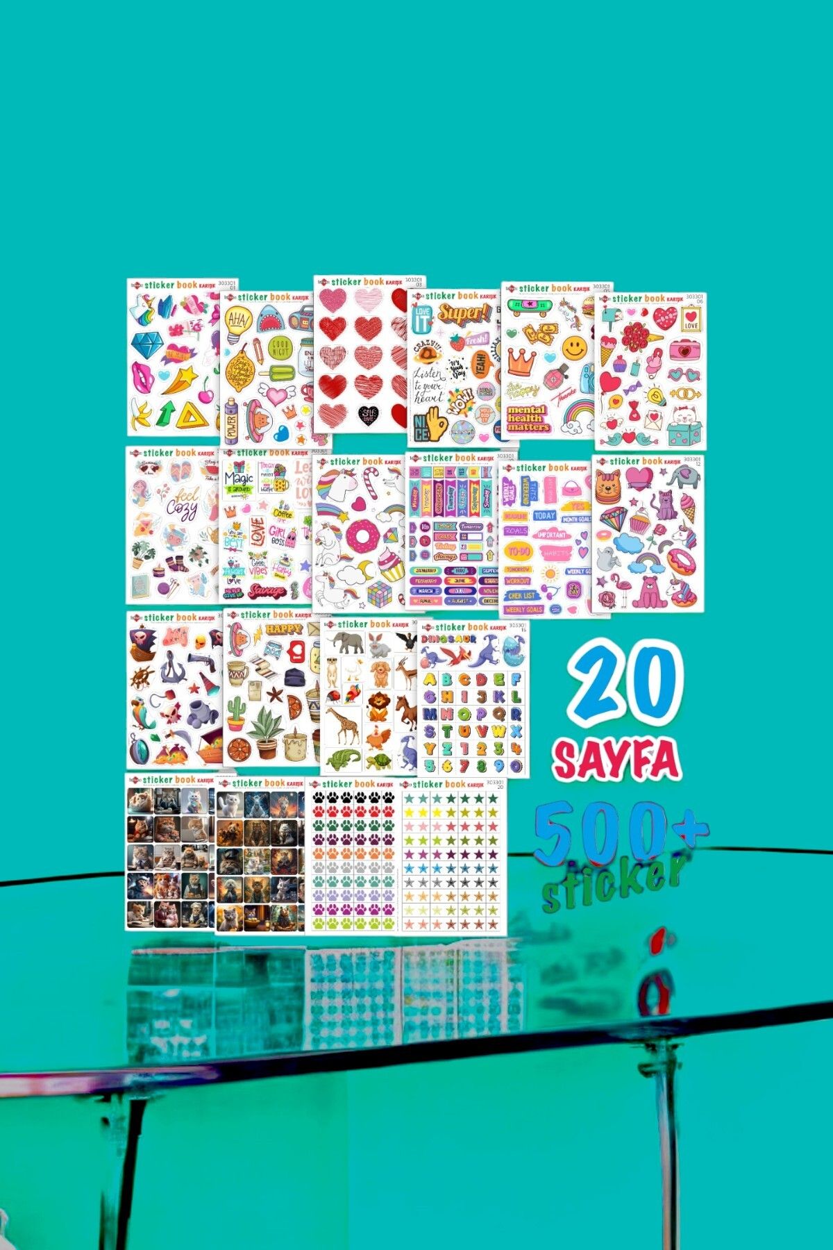 500 Karışık Sticker Book Ajanda Bullet Journal Laptop Telefon Bavul Etiket Defteri Kitabı