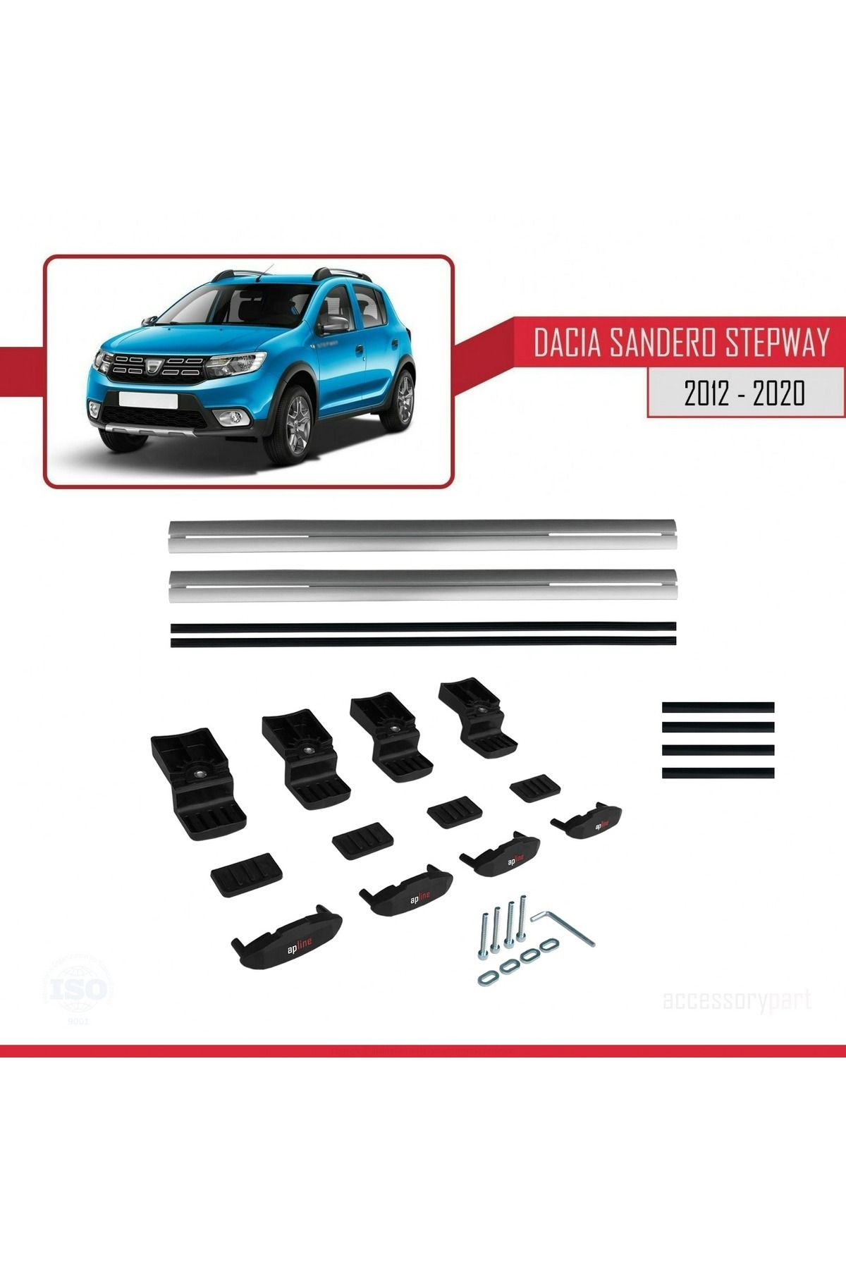 Dacia Sandero Stepway 2 2012-2020 Arası Ile Uyumlu Basıc Model Universal Ara Atkı Tavan Barı Gri 2 A