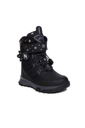 Dayanıklı, Su Geçirmez, Ortopedik, Cırtlı, Siyah-Füme Kız Çocuk Kar Botu Ayakkabı Image 1