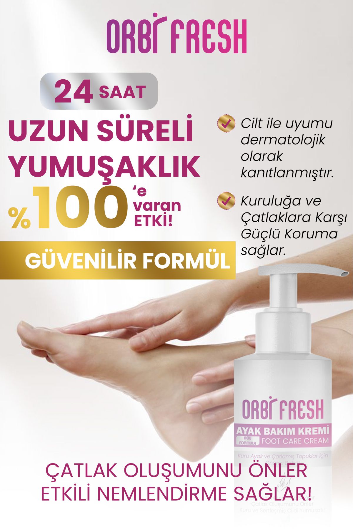 Ayak Bakım Kremi, Ayak & Topuk Çatlak Önleyici Etkili Krem 250 ml