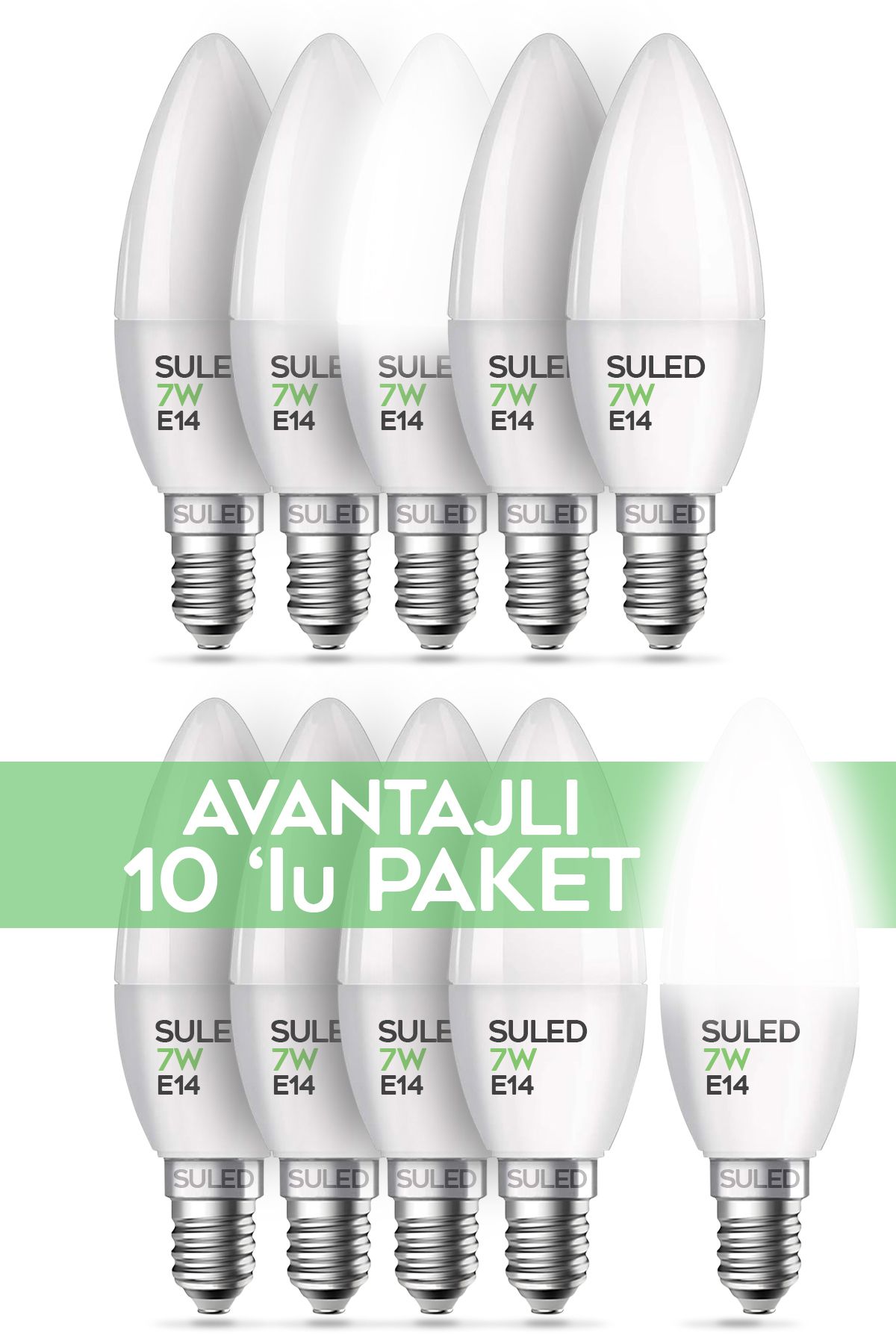 SULEDSl-1023 Grafen BeyazIşıklı 10 Adet Mum B...