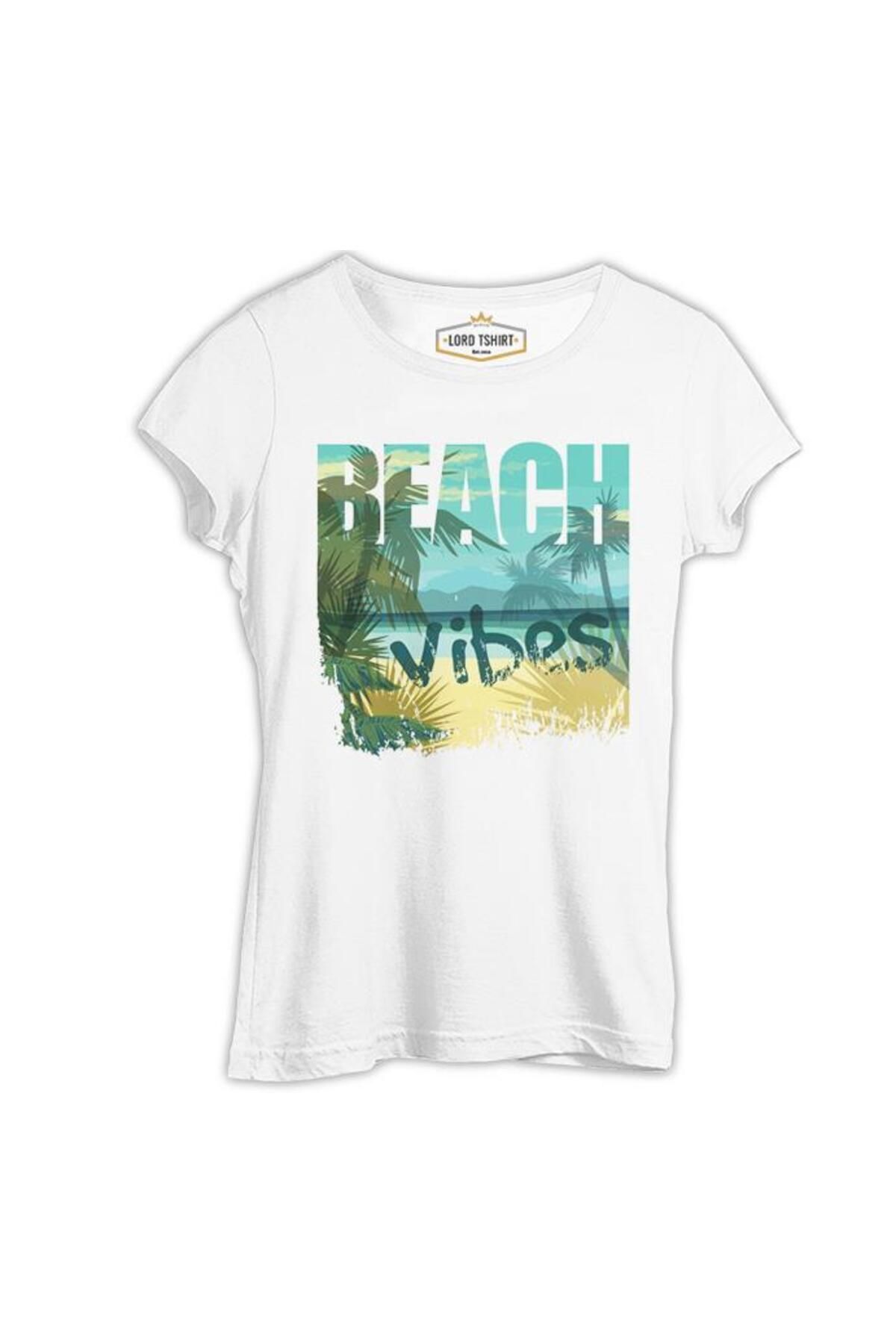 Lord T-ShirtBeach Vibes YazBeyaz Kadın  Tshir...