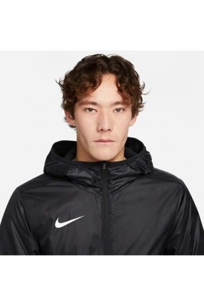 Erkek Kapüşonlu Siyah Suya Dayanıklı Termal Kumaş İçi Polar Çift Cepli Mont Image 6