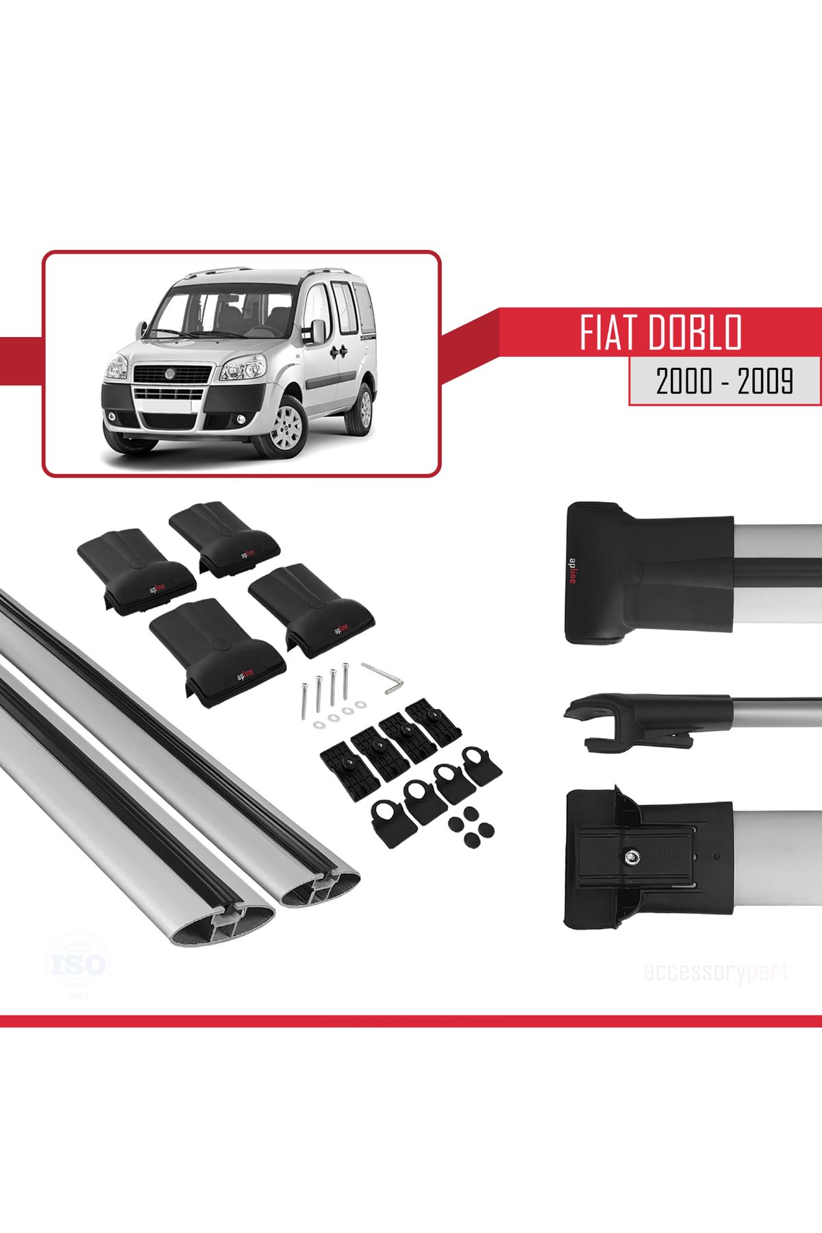 Fiat Doblo 2000-2009 Arası Ile Uyumlu Fly Model Ara Atkı Tavan Barı Gri 2 Adet