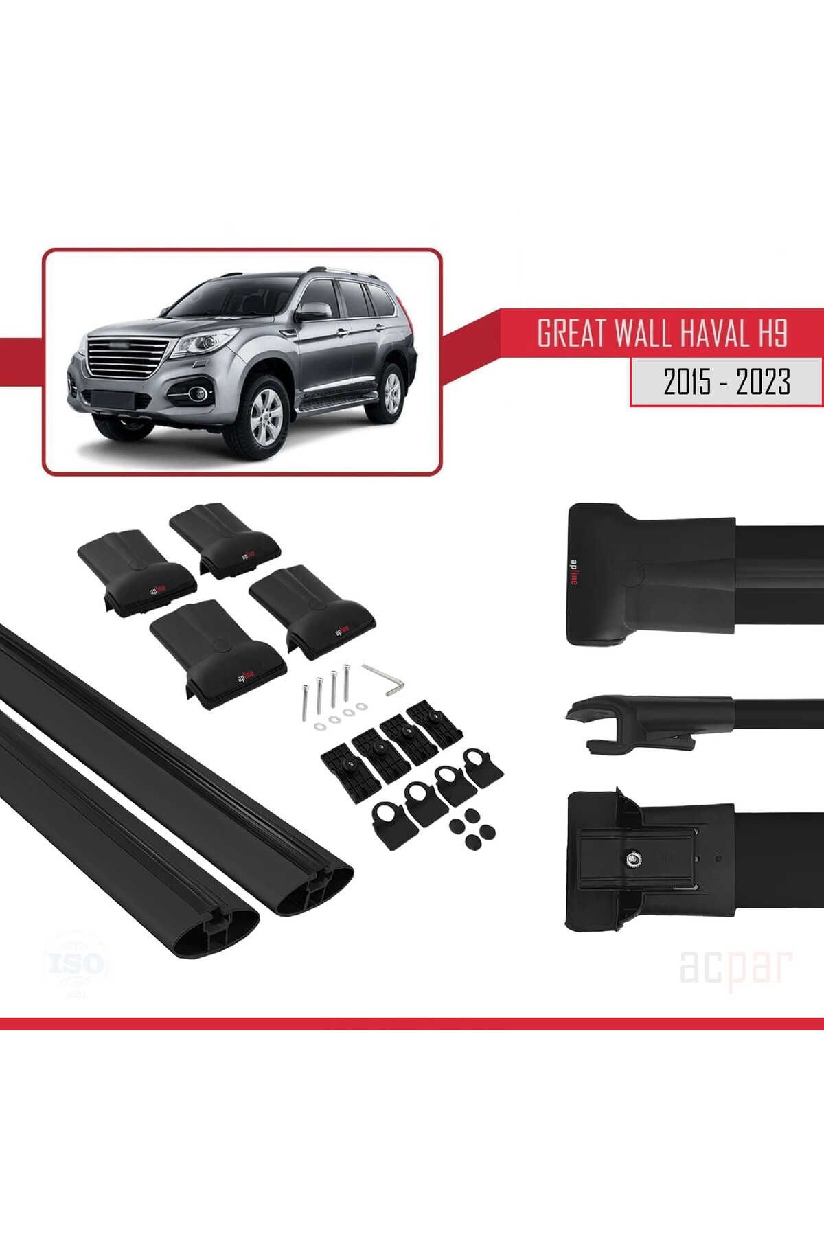 Great Wall Haval H9 2015-2023 Arası Ile Uyumlu Fly Model Ara Atkı Tavan Barı Siyah 2 Adet