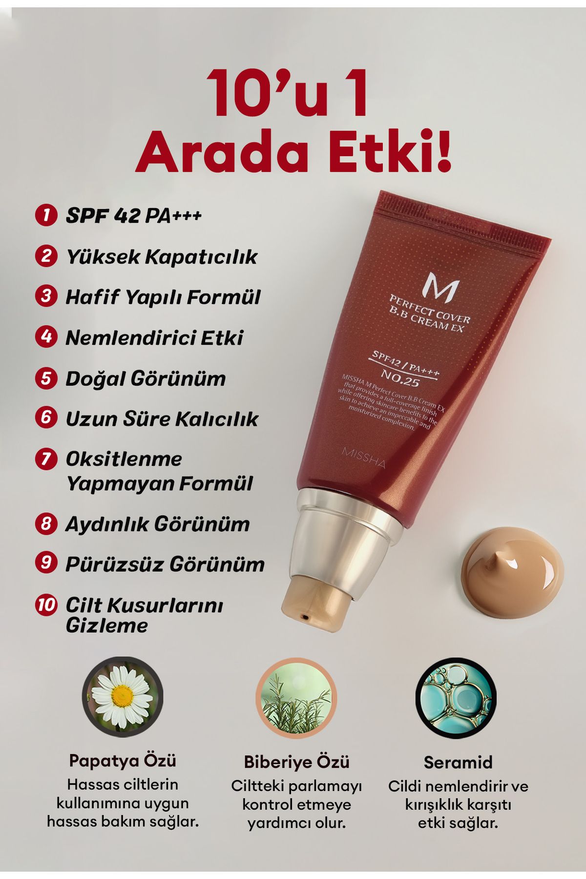 Mükemmel Kapatıcılık Sunan Çok Fonksiyonlu M Perfect Cover Bb Cream Ex Spf42/pa No.25 (50ML)