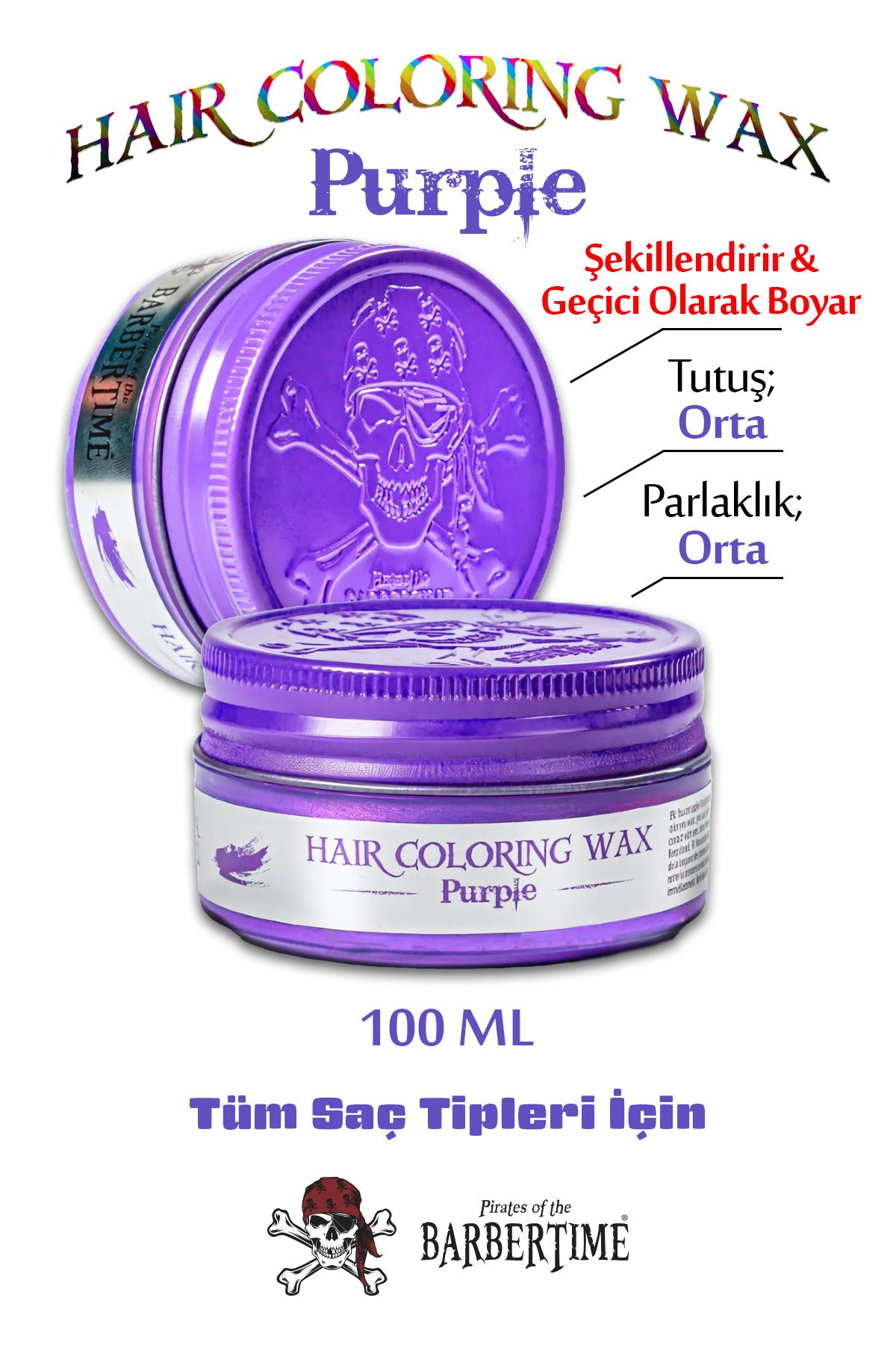 Barbertime Hair Coloring WaxPurple- Geçici Sa...