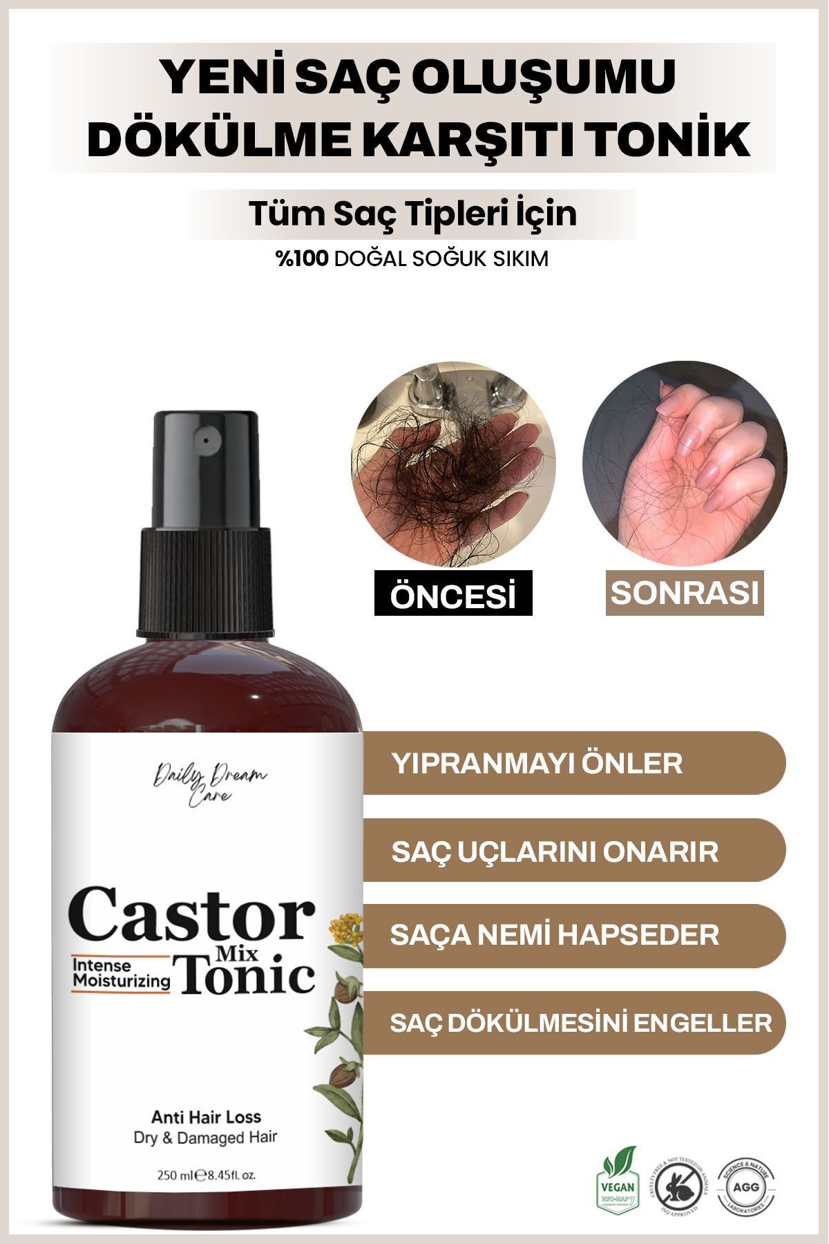 Daily Dream Series | Yoğun Nemlendirme Ve Onarım Etkili Castor Tonik 250 ml