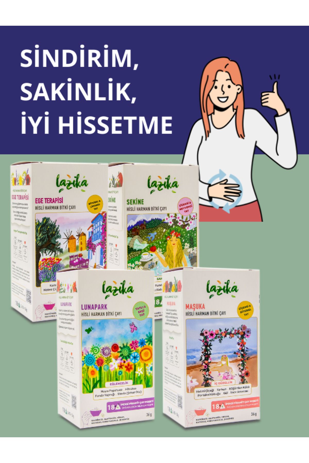 LAZİKA (4'LÜ SET) Sindirim,Iyi Hissetme, Saki...