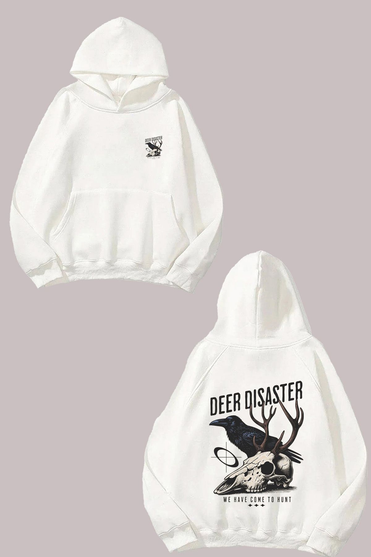 THEWERT Unisex Skull Deer AndCrow Tasarım Ön...