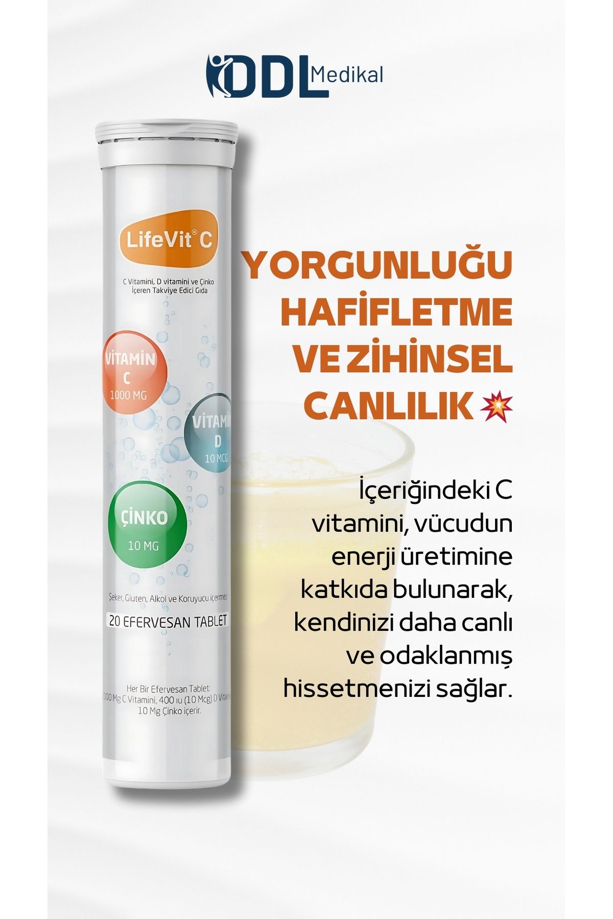 C 1000 Mg 20 Efervesan Tablet - C Vitamini I D Vitamini I Çinko ı =20 Günlük Kullanım