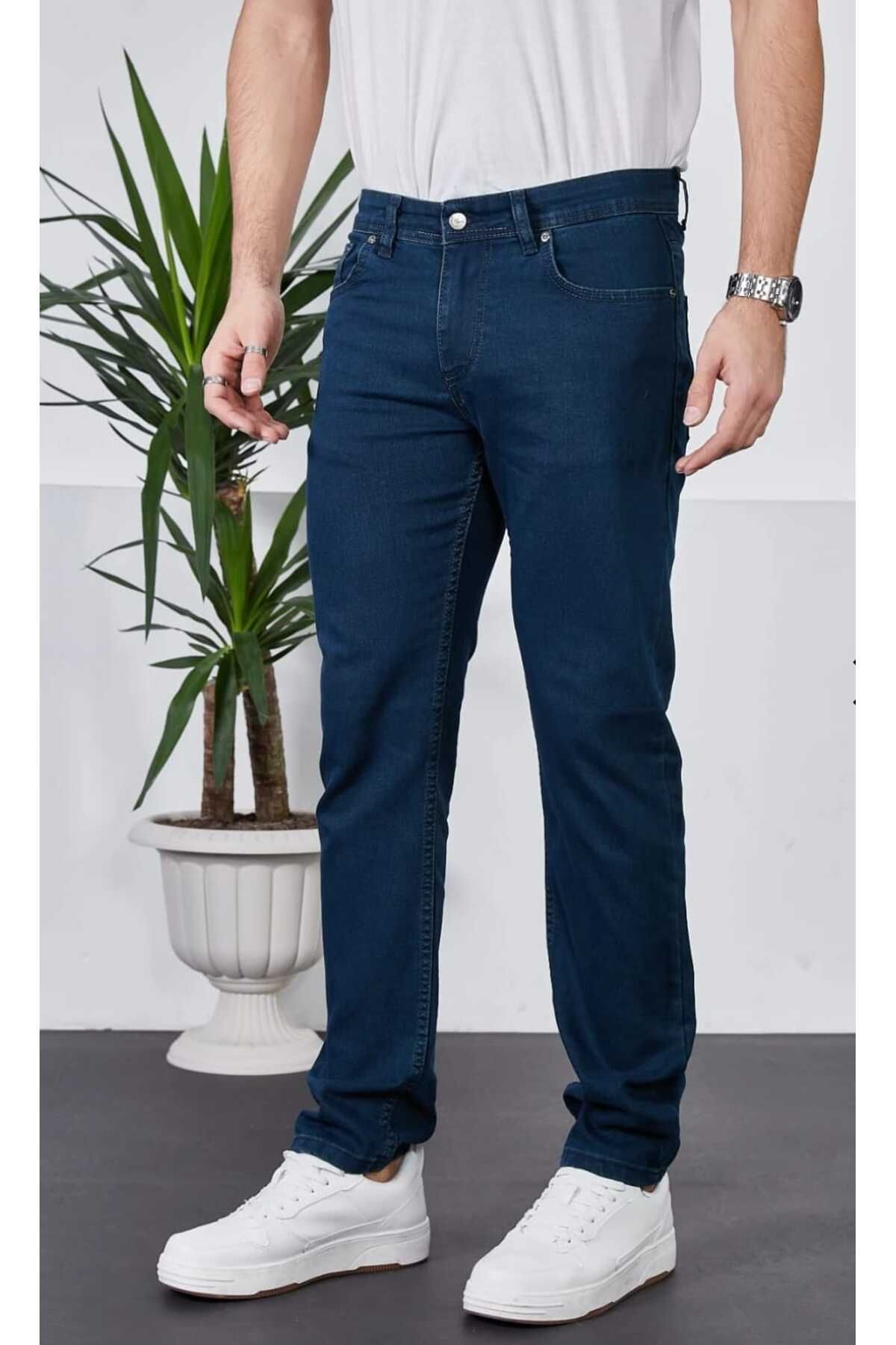 Denim erkek kot pantalonrengi lajivert fermoa...