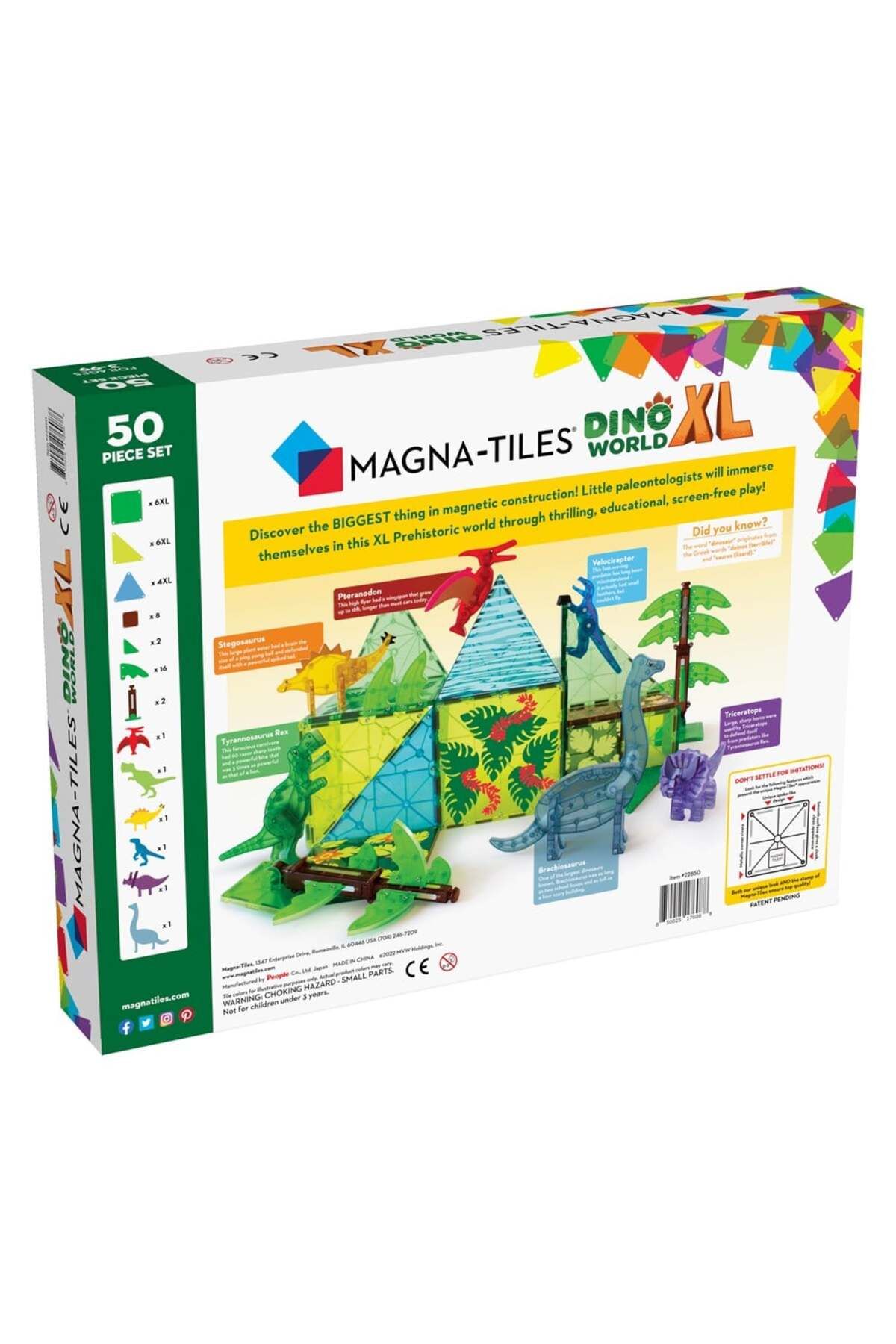 Magna-tiles - Dinozor Dünyası - 50 Parça - Xl